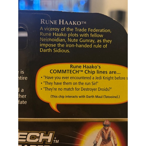 Star Wars Episode I Rune Haako 1999 Hasbro CommTech Chip Action Figure New - Picture 13 of 16